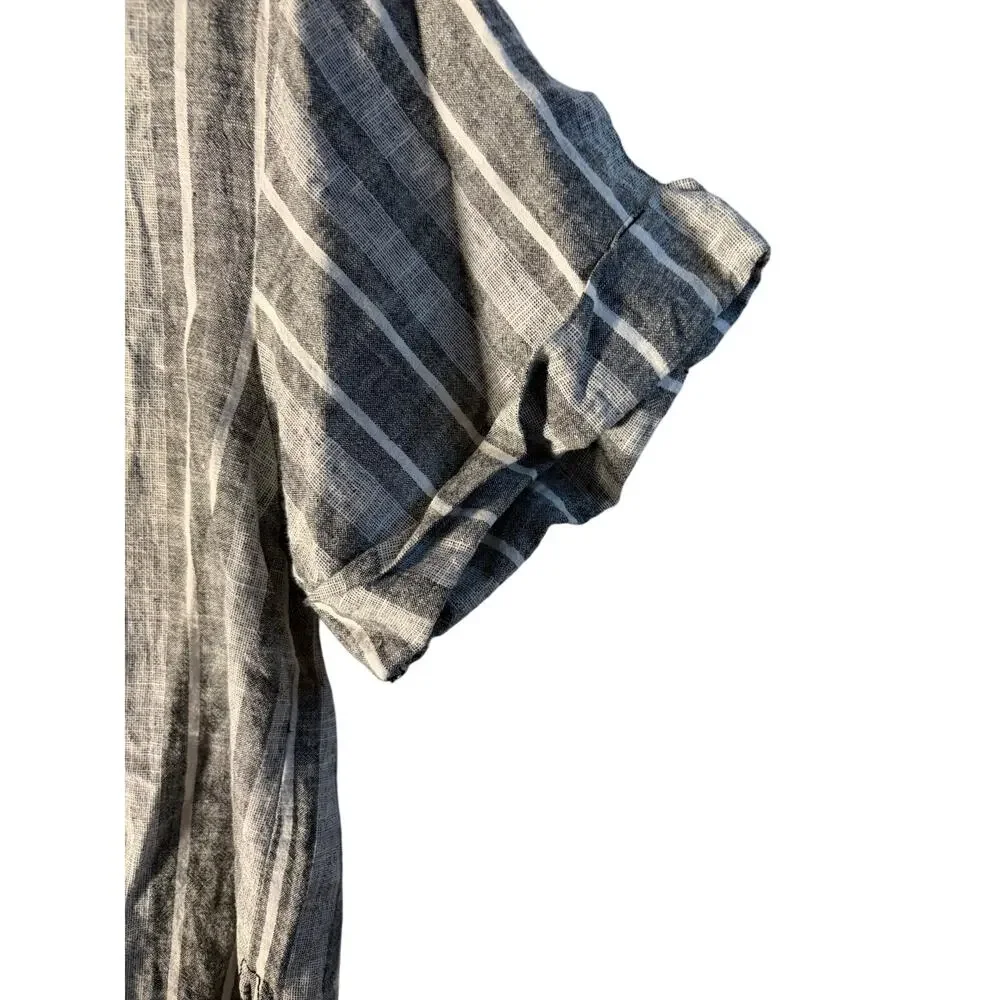 Pilcro Anthropologie Linen Blend Henley Surf Top Short Sleeves Size Small - Picture 4 of 10